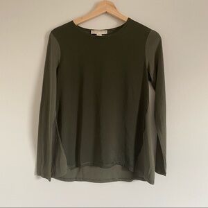 Michael Kors Woven Combo Top Olive